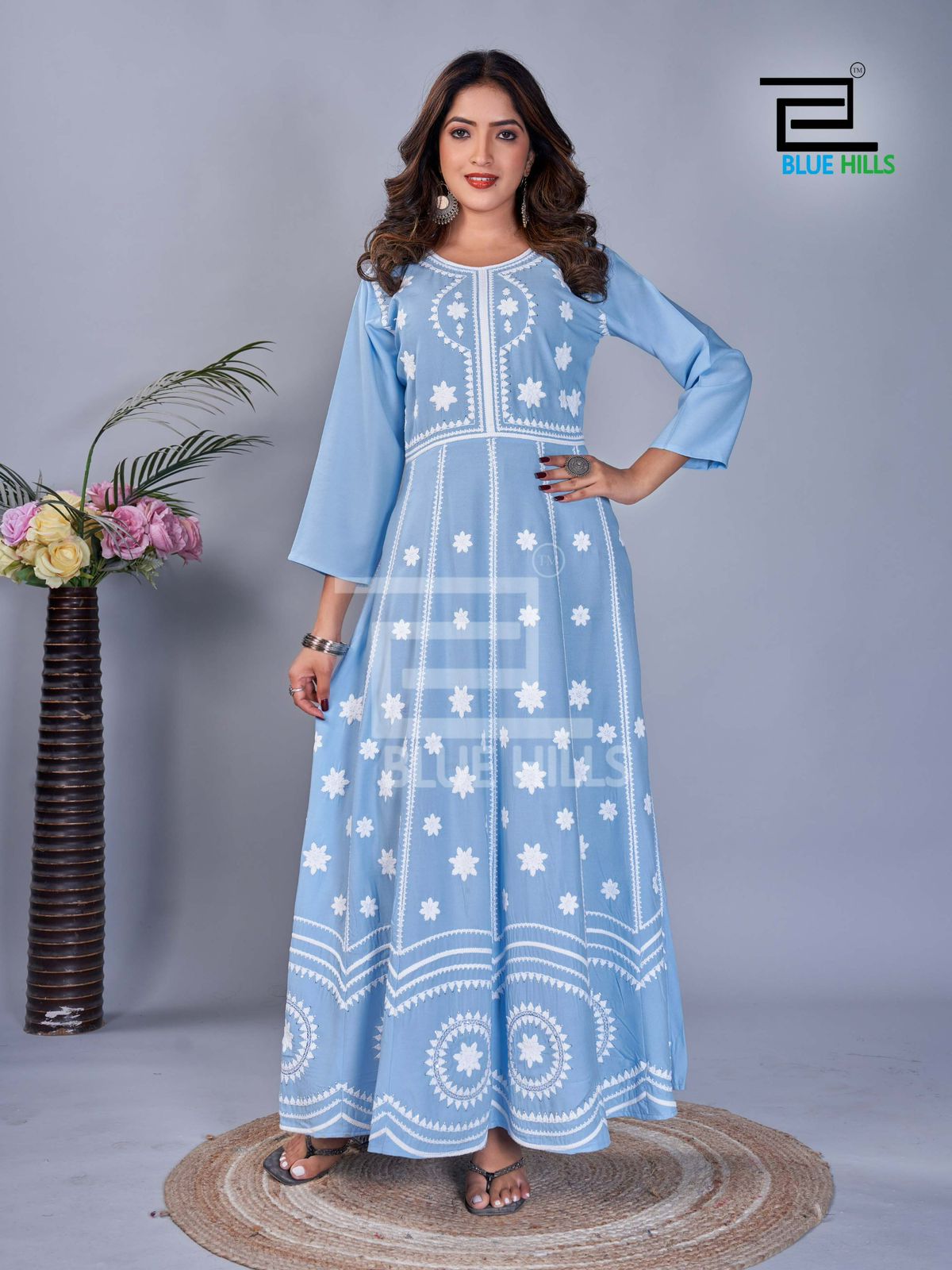 Rashmika By Blue Hills Sequence Work Rayon Long Anarkali Kurtis Wholesale Price In Surat